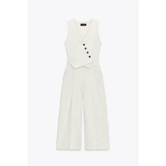 ZARA WIDE WAISTCOAT JUMPSUIT - Picture 8 of 10
